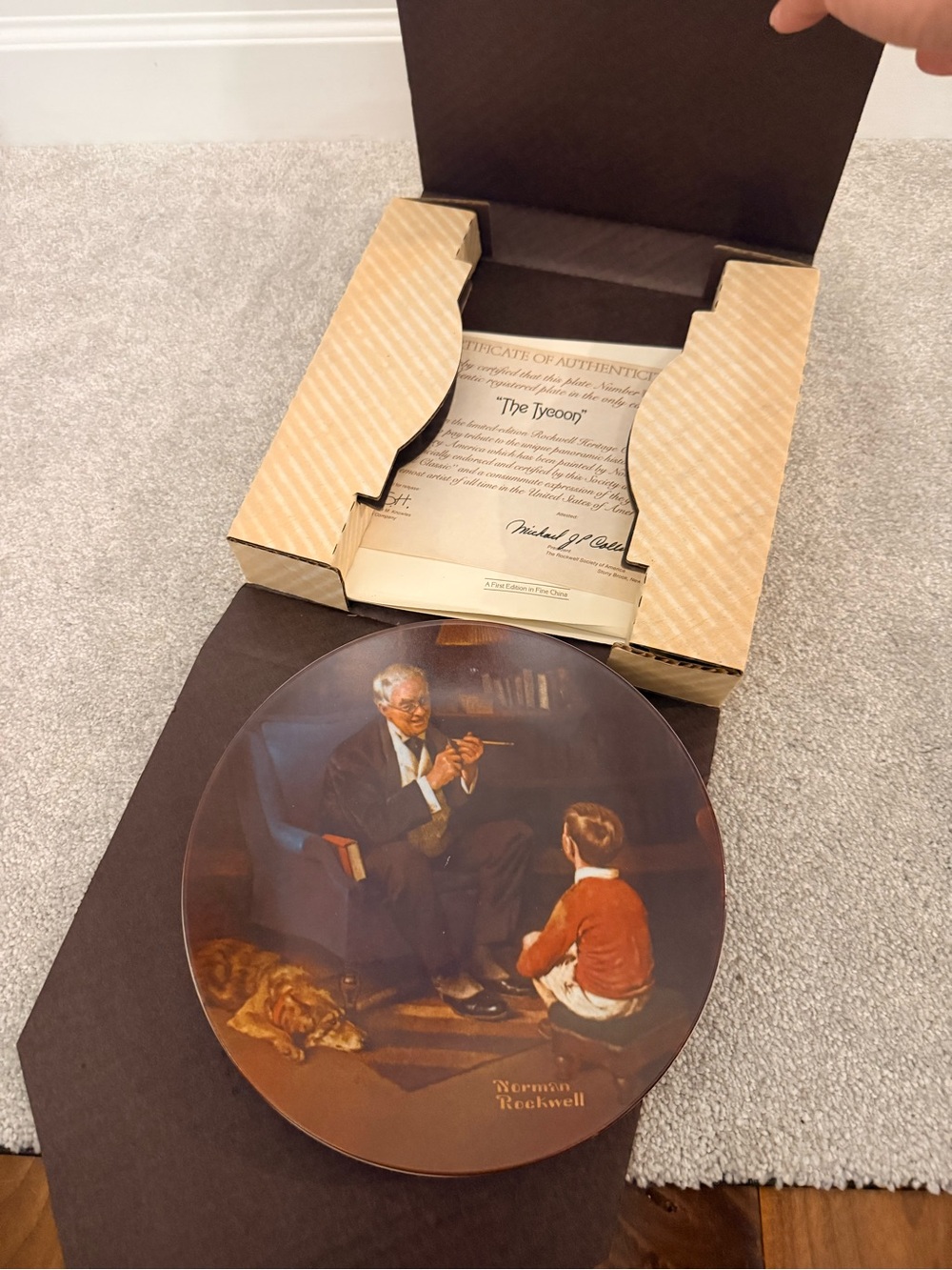 Norman Rockwell Collector Plate - 'The Tycoon' - Brown/Blue/Red